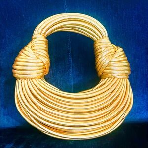 NWOT Gold Knotted Bread Crossbody Shoulder Bag Clutch Purse Handbag for Women